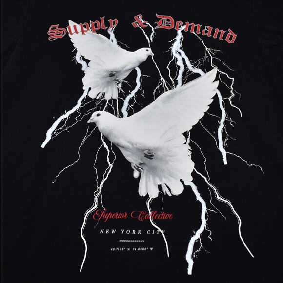 Supply & Demand New York City doves black short sleeve t-shirt slim fit large - Picture 4 of 8